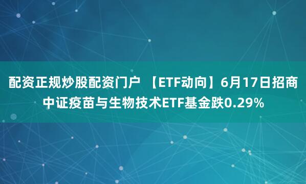 配资正规炒股配资门户 【ETF动向】6月17日招商中证疫苗与生物技术ETF基金跌0.29%
